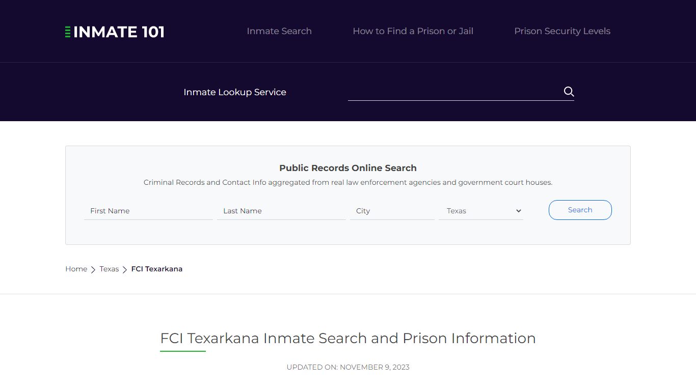 FCI Texarkana Inmate Search | Lookup | Roster
